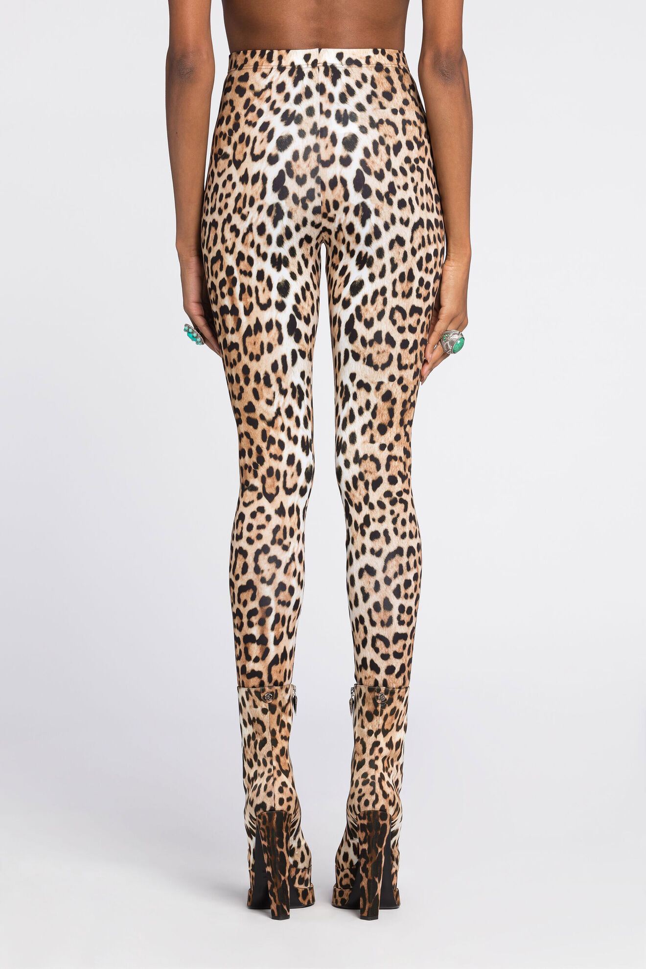 ZLJUS Women Leopard Print Leggings No Transparent High Knee