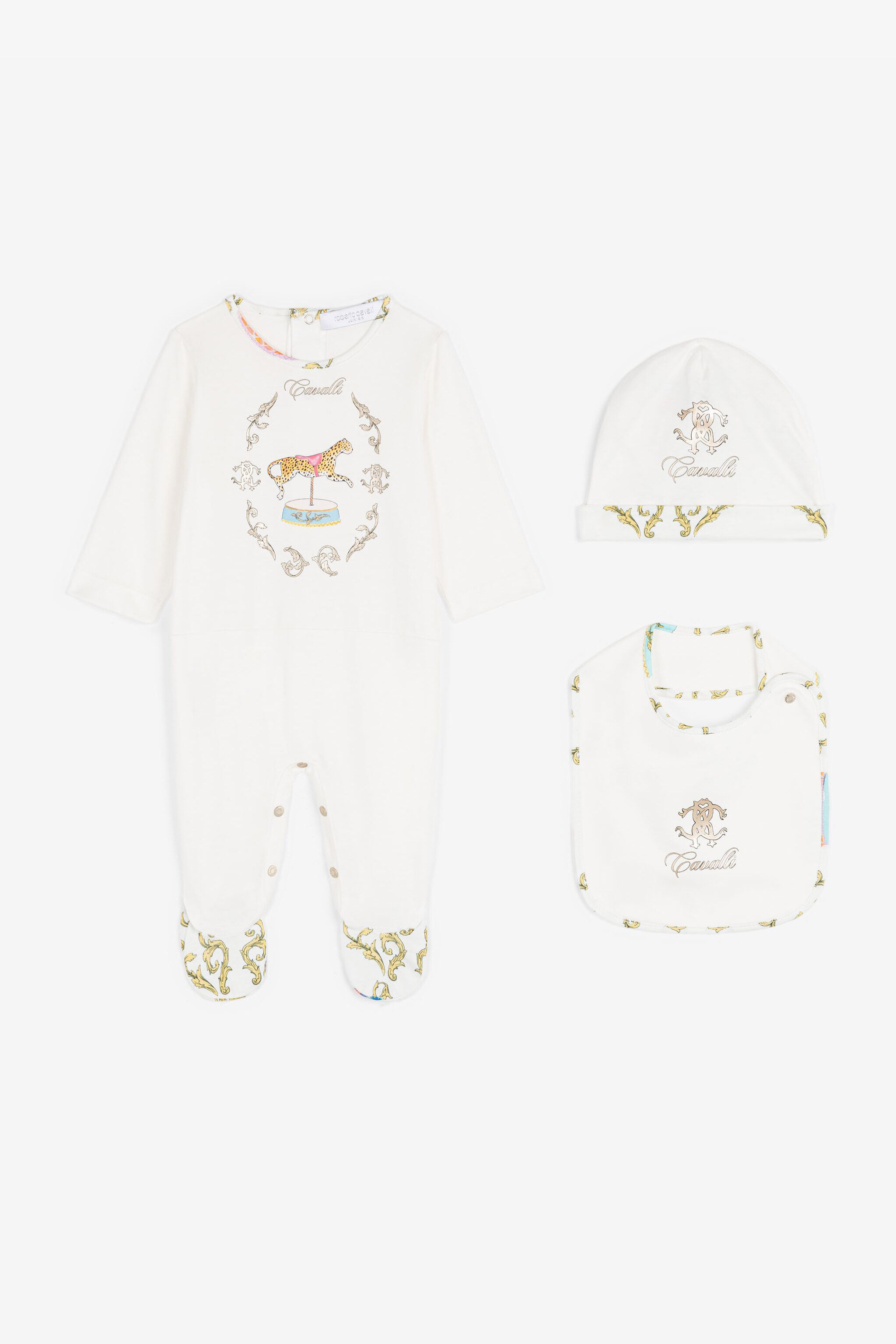 Roberto Cavalli Junior filigree-print babygrow set - White