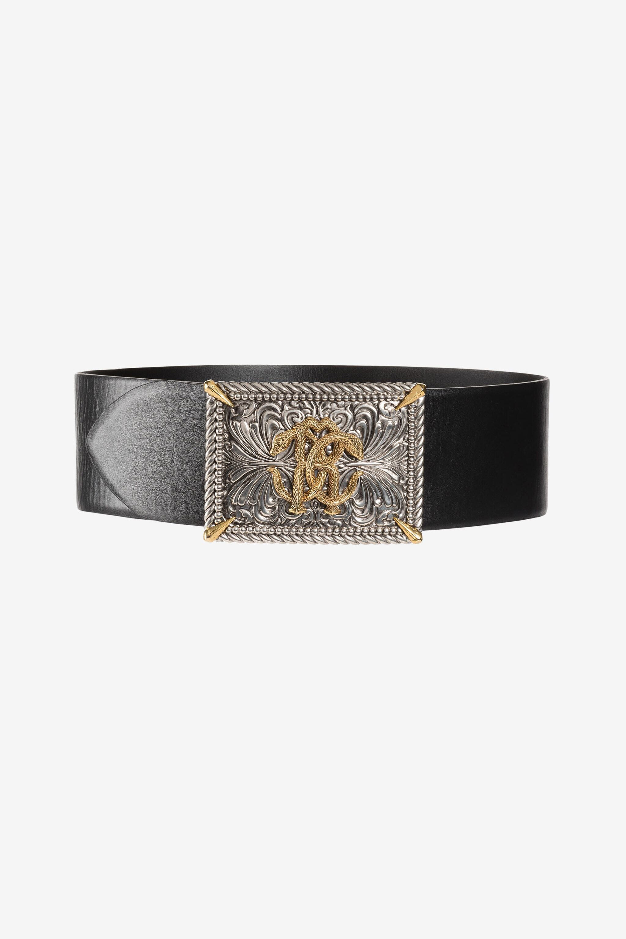 Roberto Cavalli Mirror Snake leather belt - Black