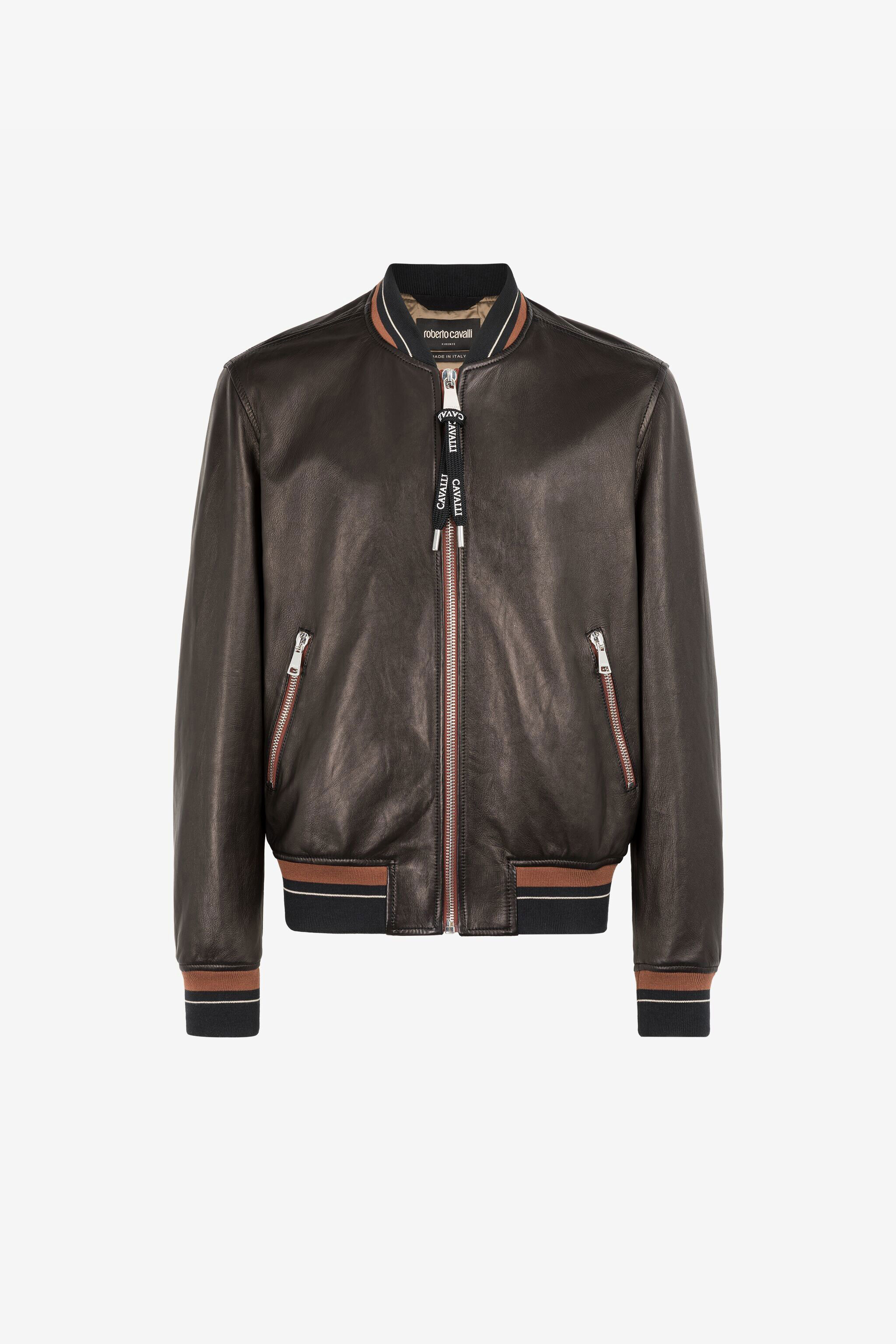 Zip-up leather bomber jacket