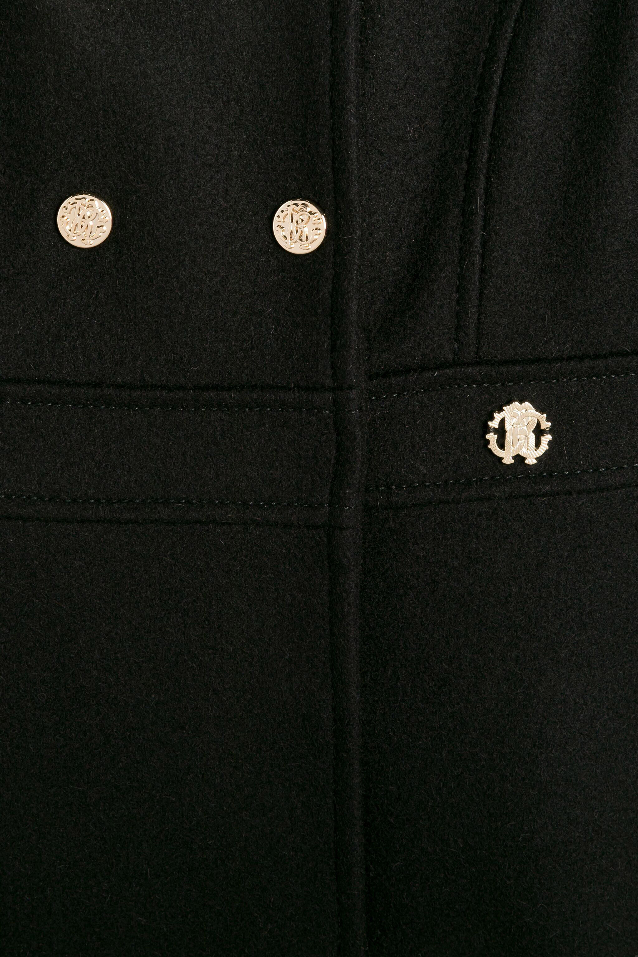 Roberto Cavalli Junior logo-plaque wool-blend coat - Black