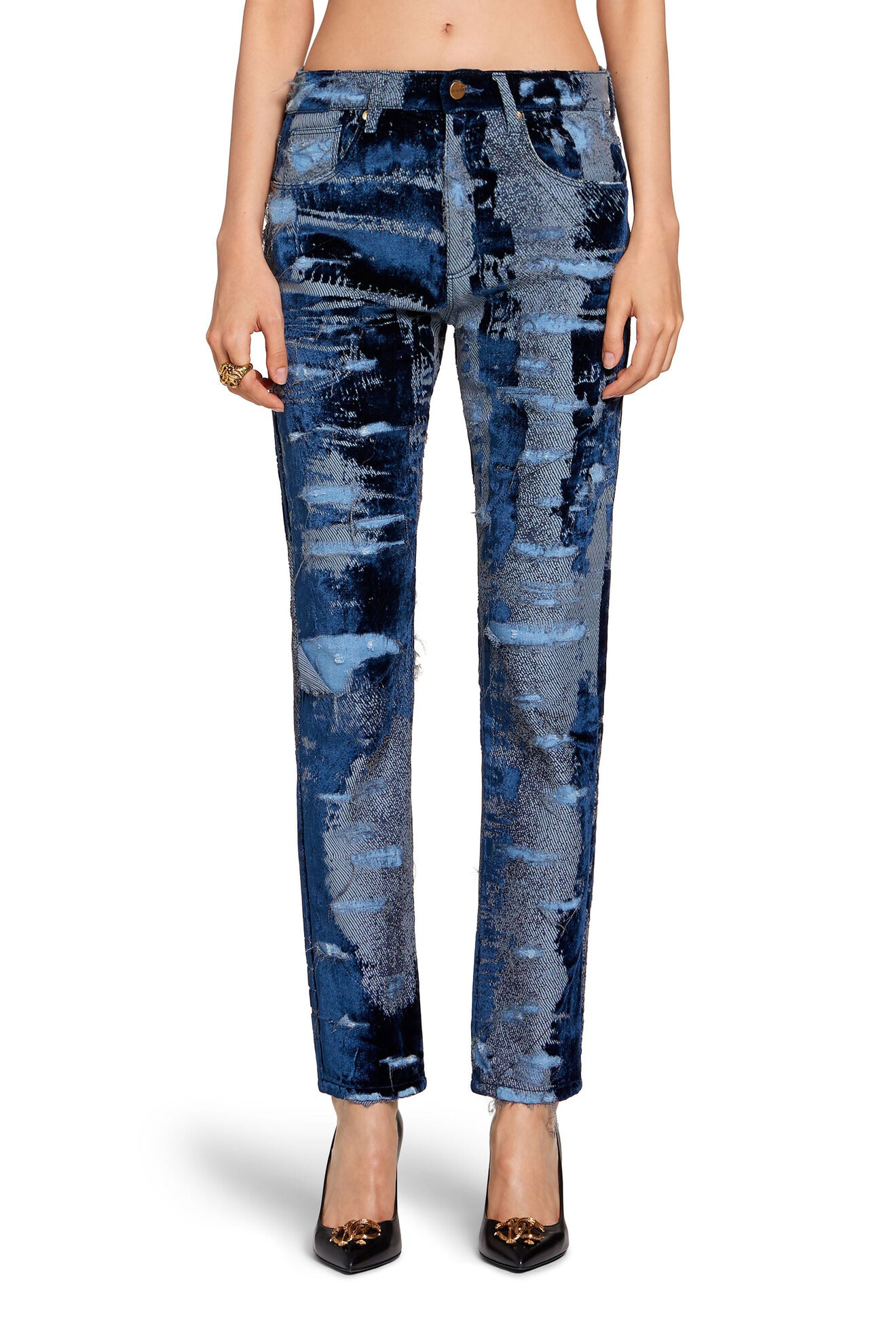 Cavalli Girls Blue Denim-Look 'Jeggings' with Logo Back Patch