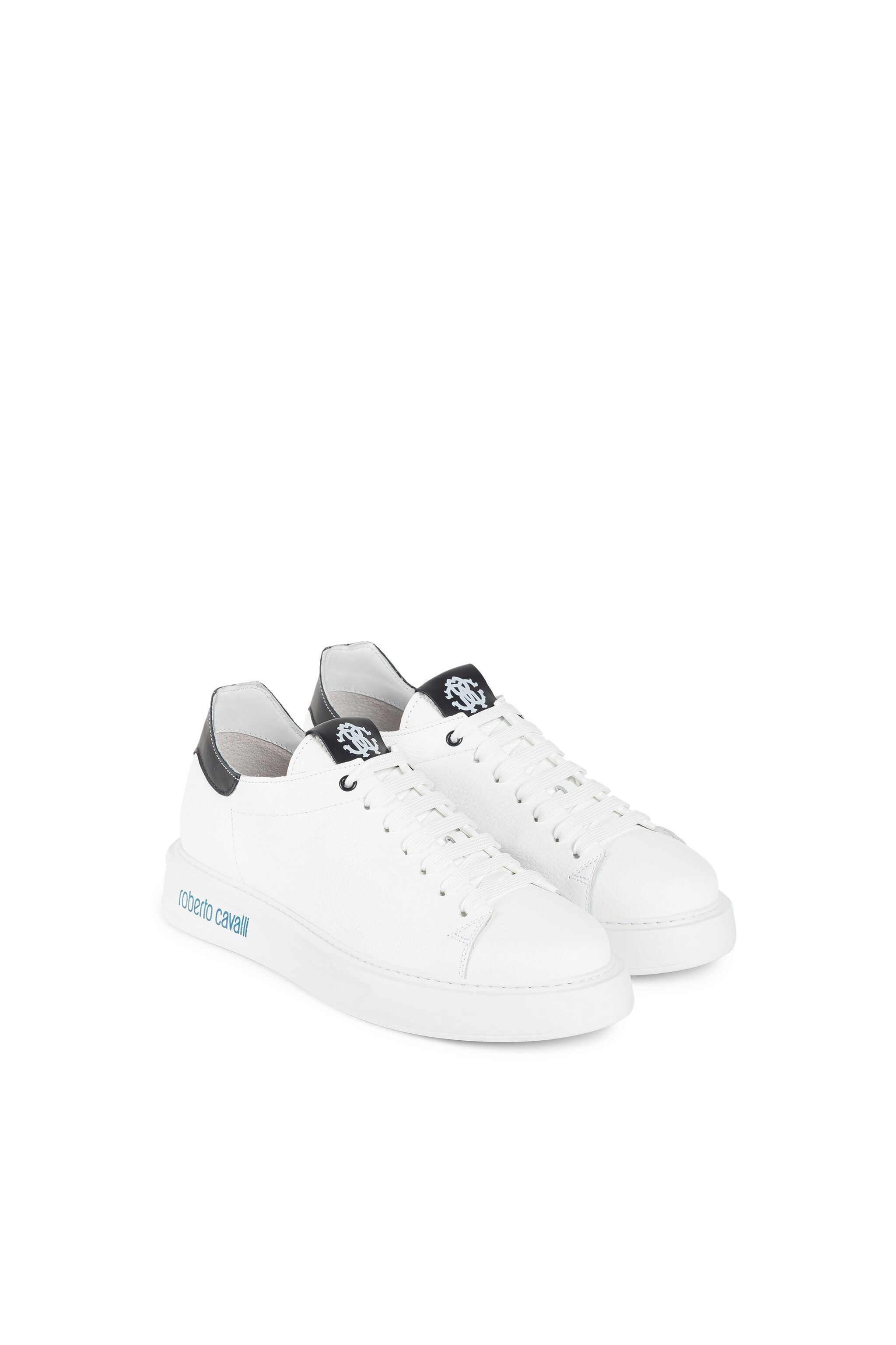 RC Monogram Sneakers | White/Blue | Sale | Roberto Cavalli US