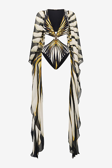 Ray Of Gold Print Cut-out One-Piece Swimsuit