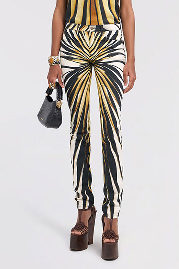 Ray Of Gold Print Skinny Cotton Trousers