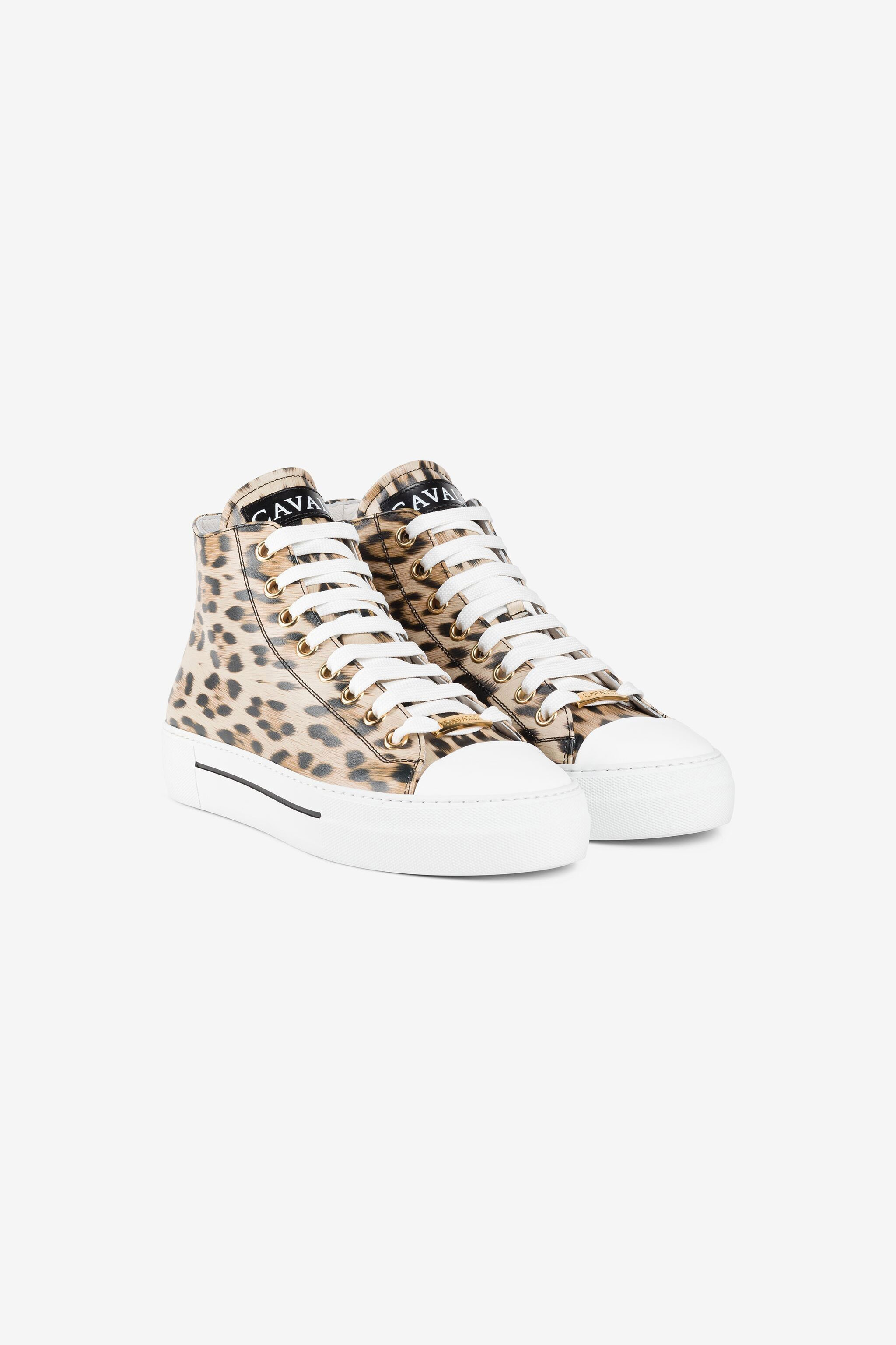 Hi Top Sneakers mit Murena Print in Hellbraun fur Damen Roberto Cavalli