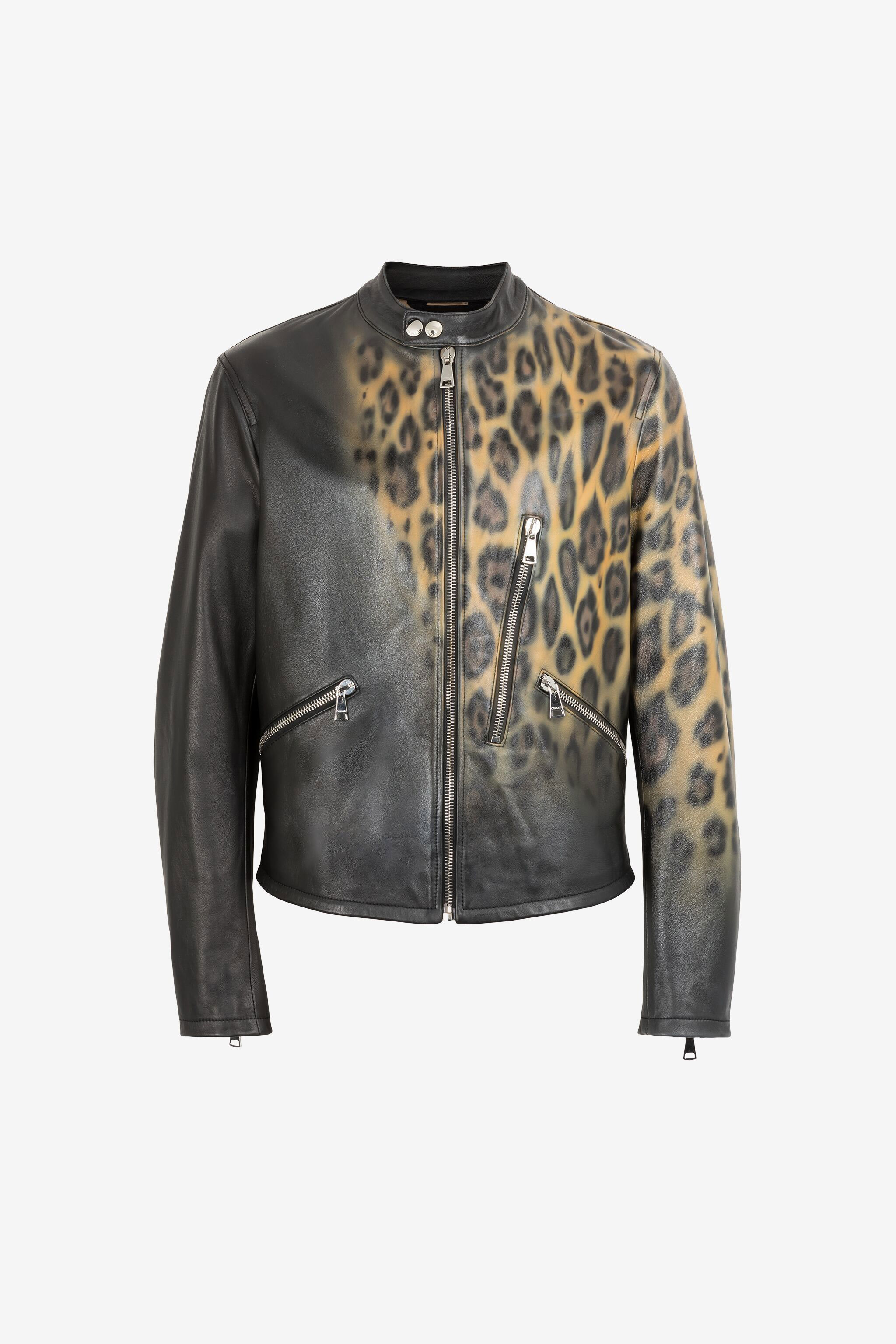 Leather jacket with leopard print inside best sale