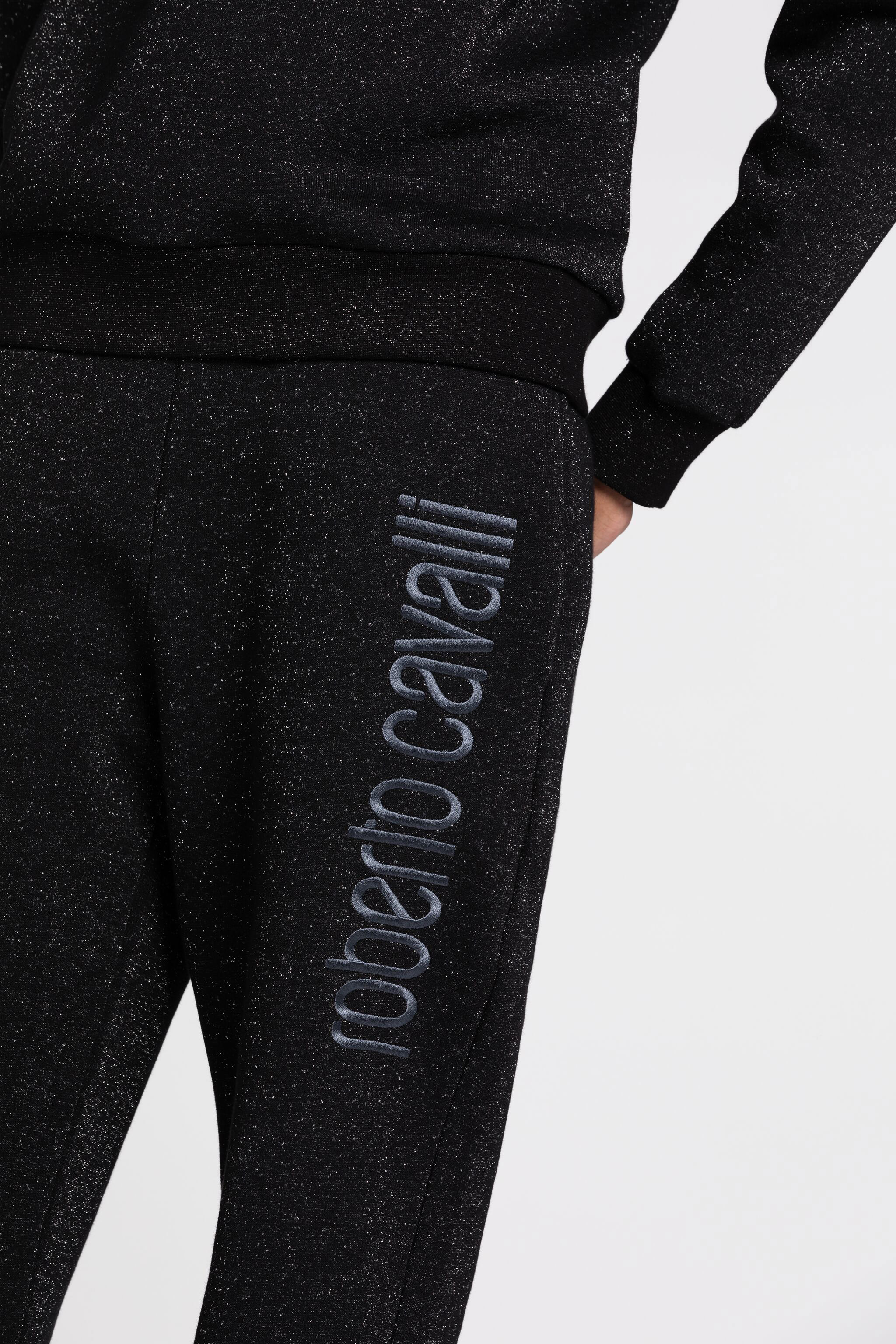 Roberto Cavalli Grey Python-print Cotton Sweatpants in Black for