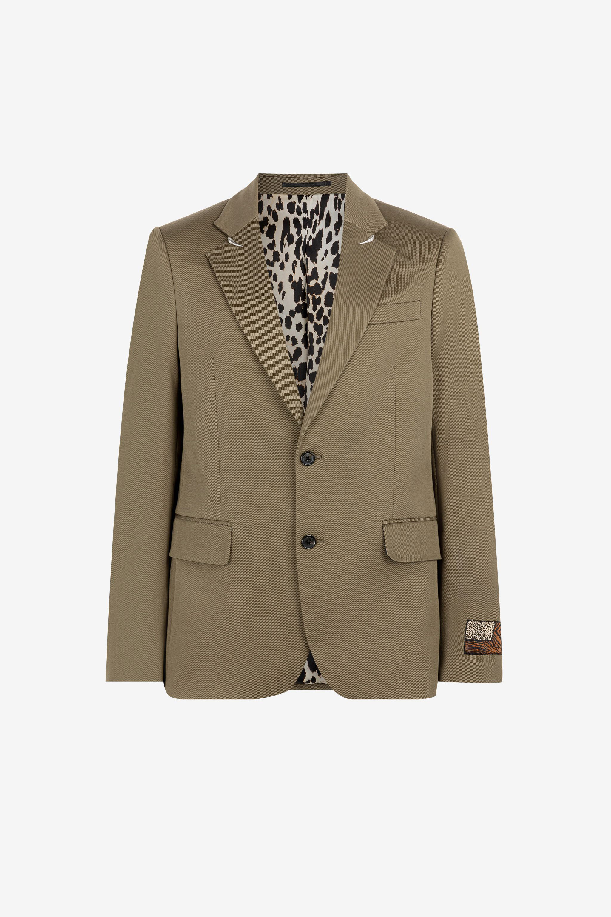 Tiger Tooth Single Breasted Blazer KHAKI Sale Roberto Cavalli LK