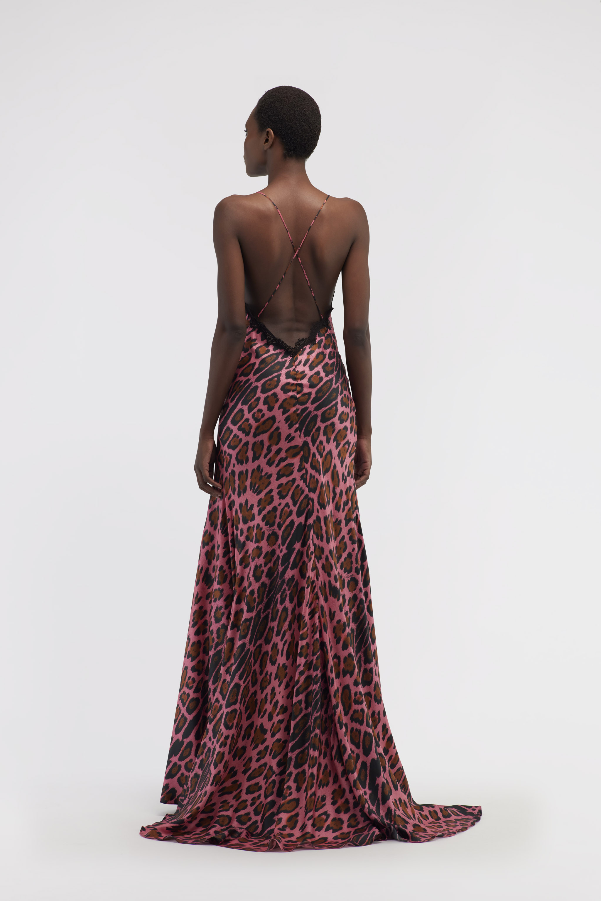 Black Jaguar-embroidered silk strapless top, Raey