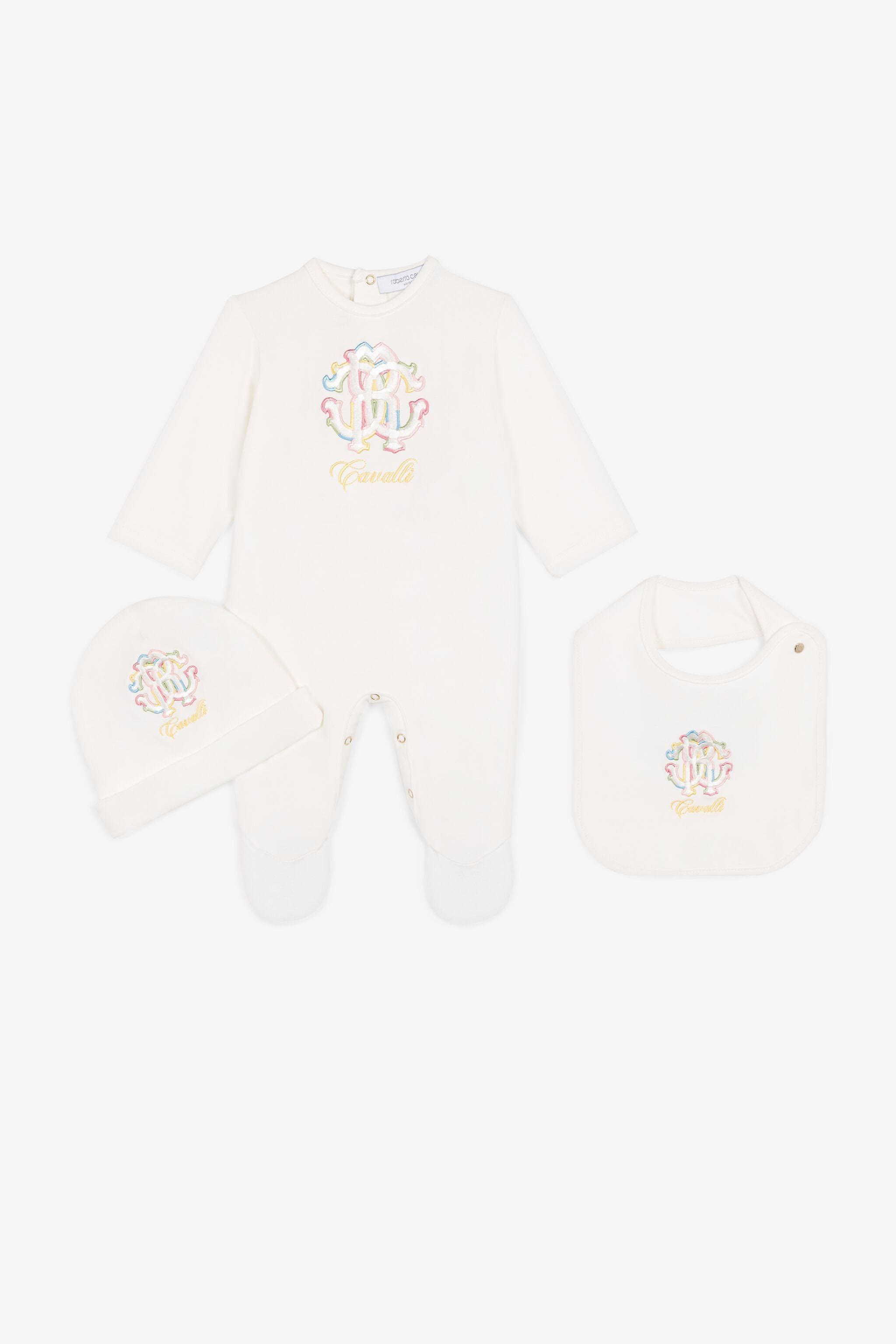 Roberto Cavalli Junior embroidered-logo babygrow set - White