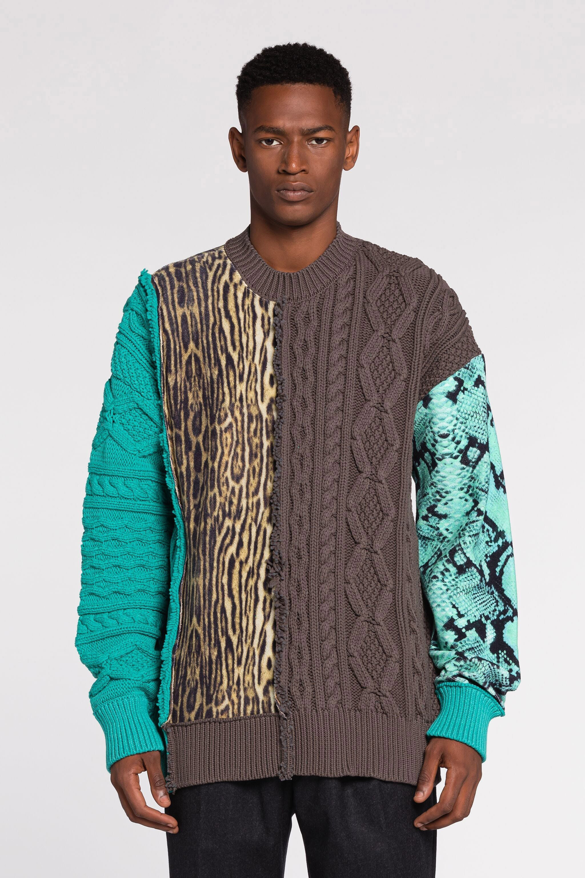 Python And Ocelot-Print Patchwork Sweater | PISCINA | Last chance