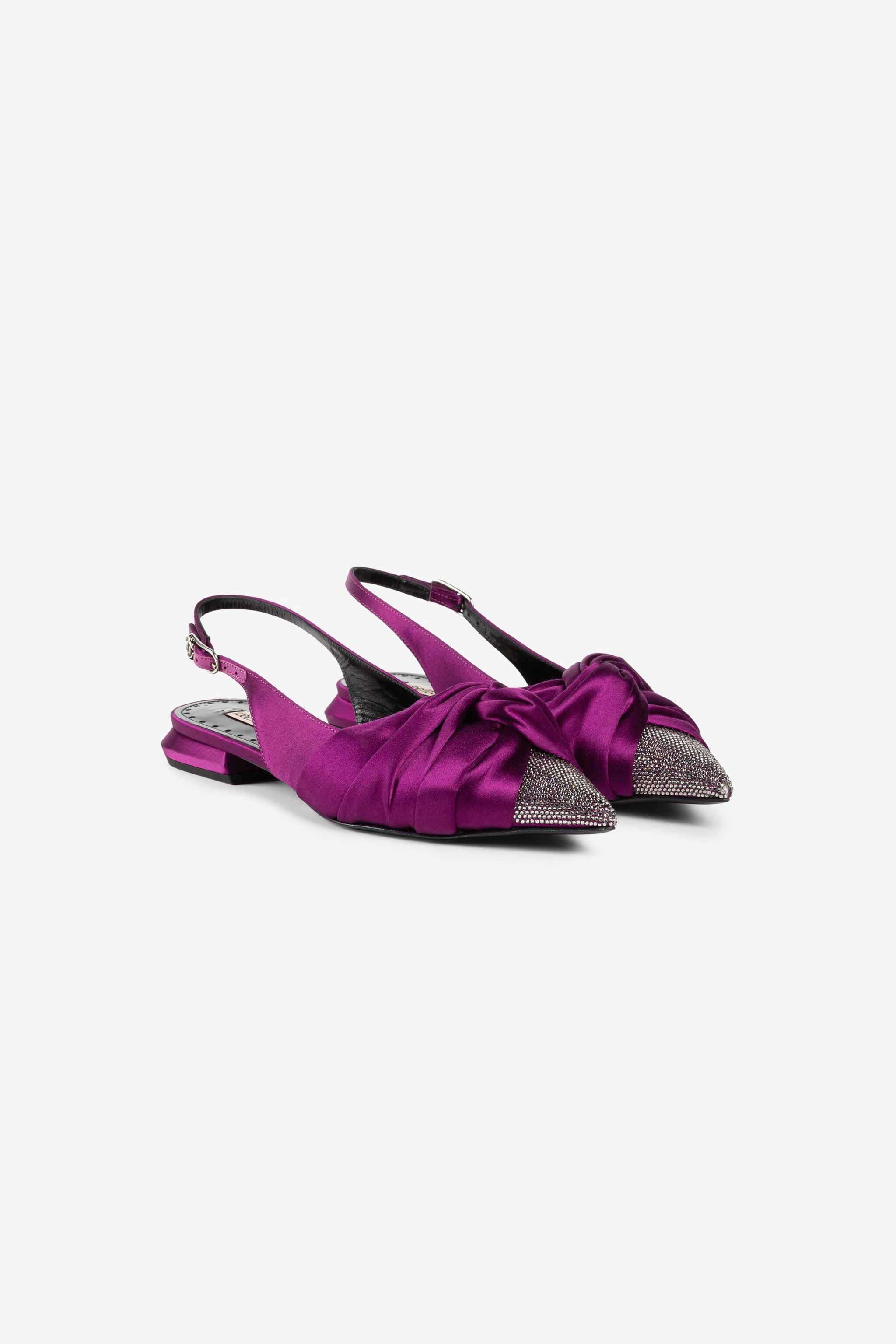 Knot-detail crystal-embellished ballerina shoes, VIOLA/BLACK dIAMOND, Women