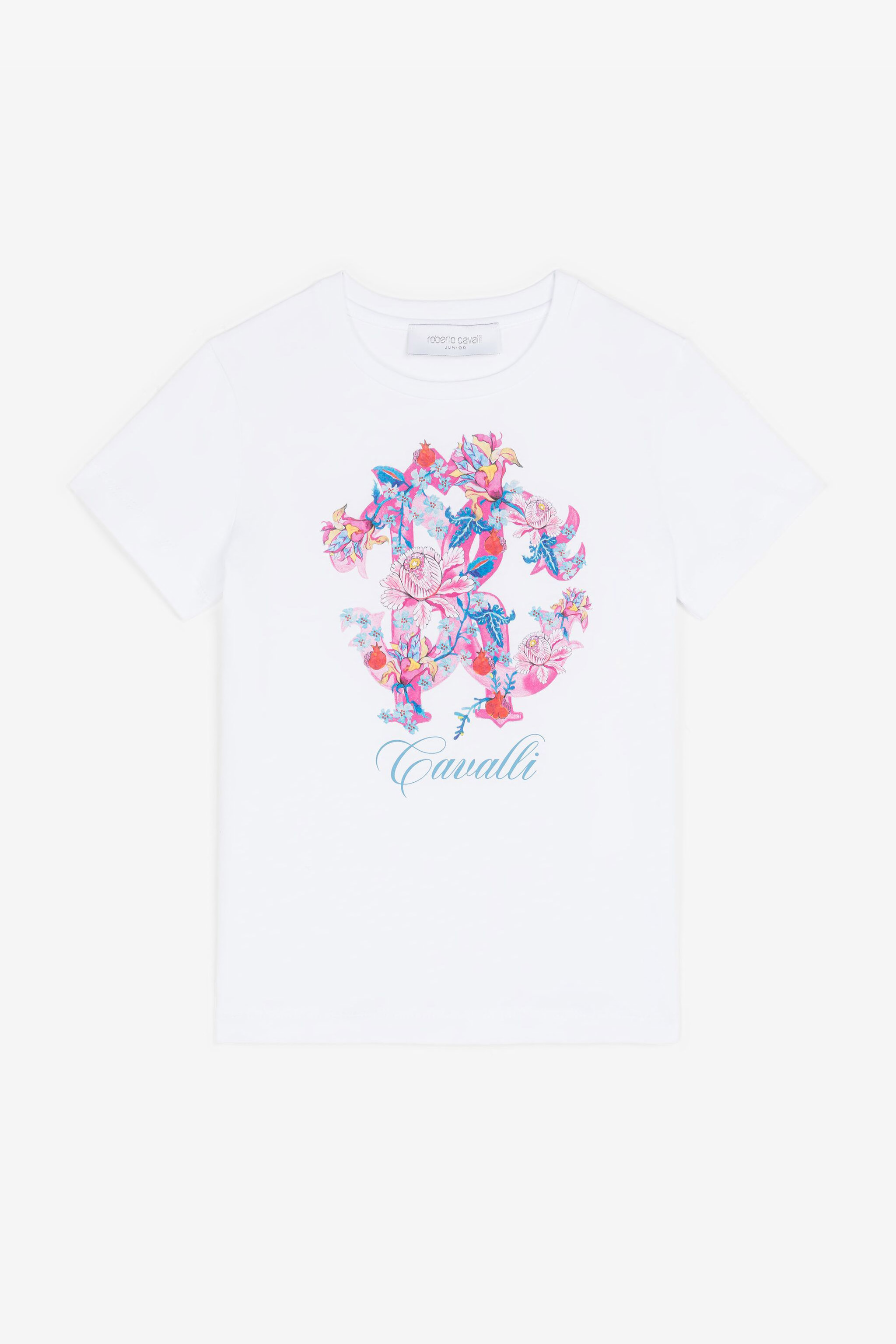 Roberto Cavalli Junior monogram-print cotton T-shirt - White