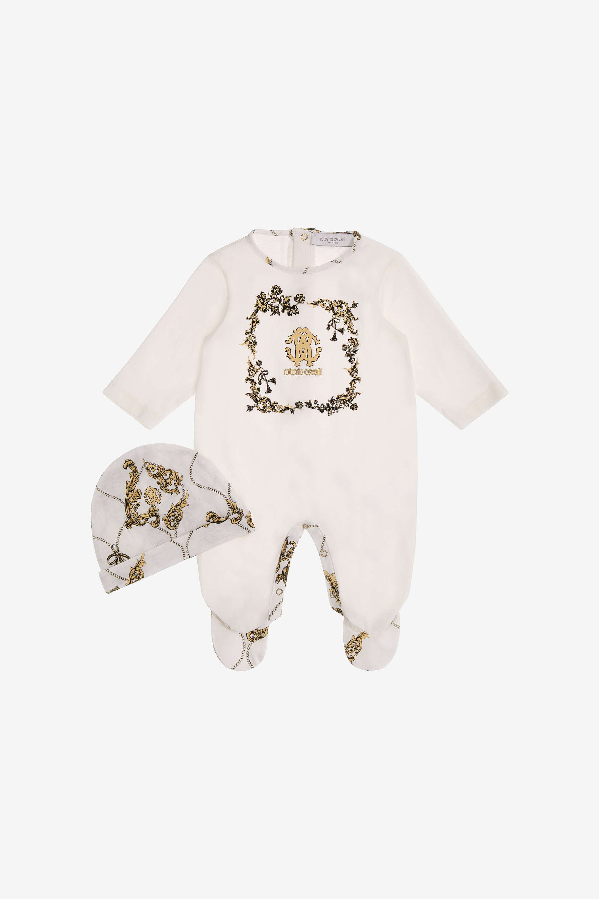 Roberto Cavalli Junior tiger logo-print babygrow set - White