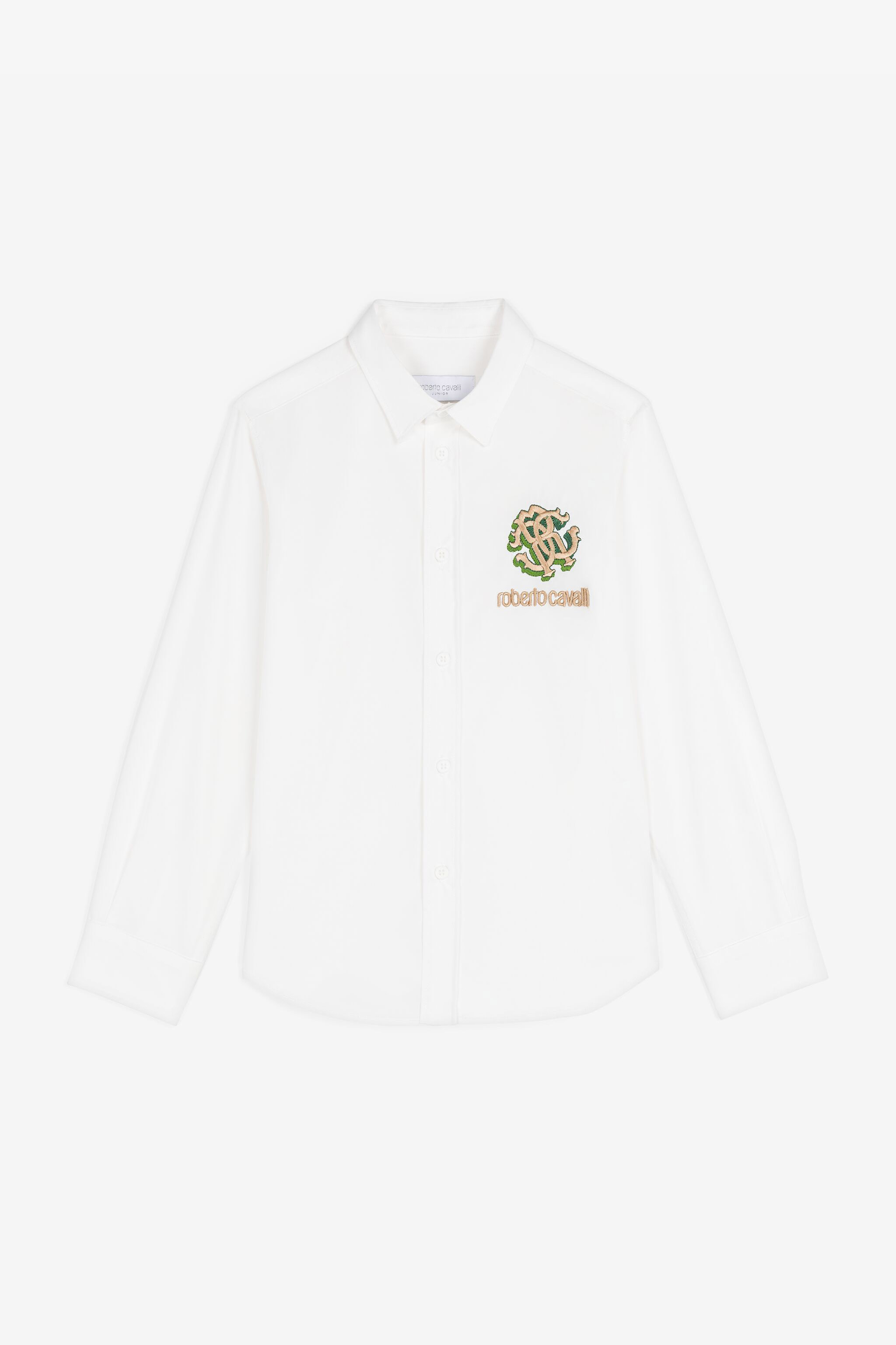 Roberto Cavalli Junior logo-plaque floral-print skirt - White