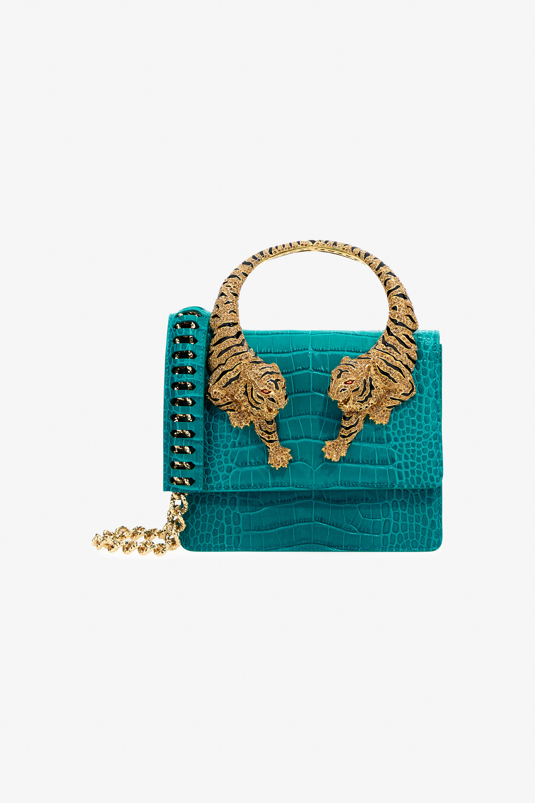 Large Roar shoulder bag with jewel tigers | Light blue | Women ...