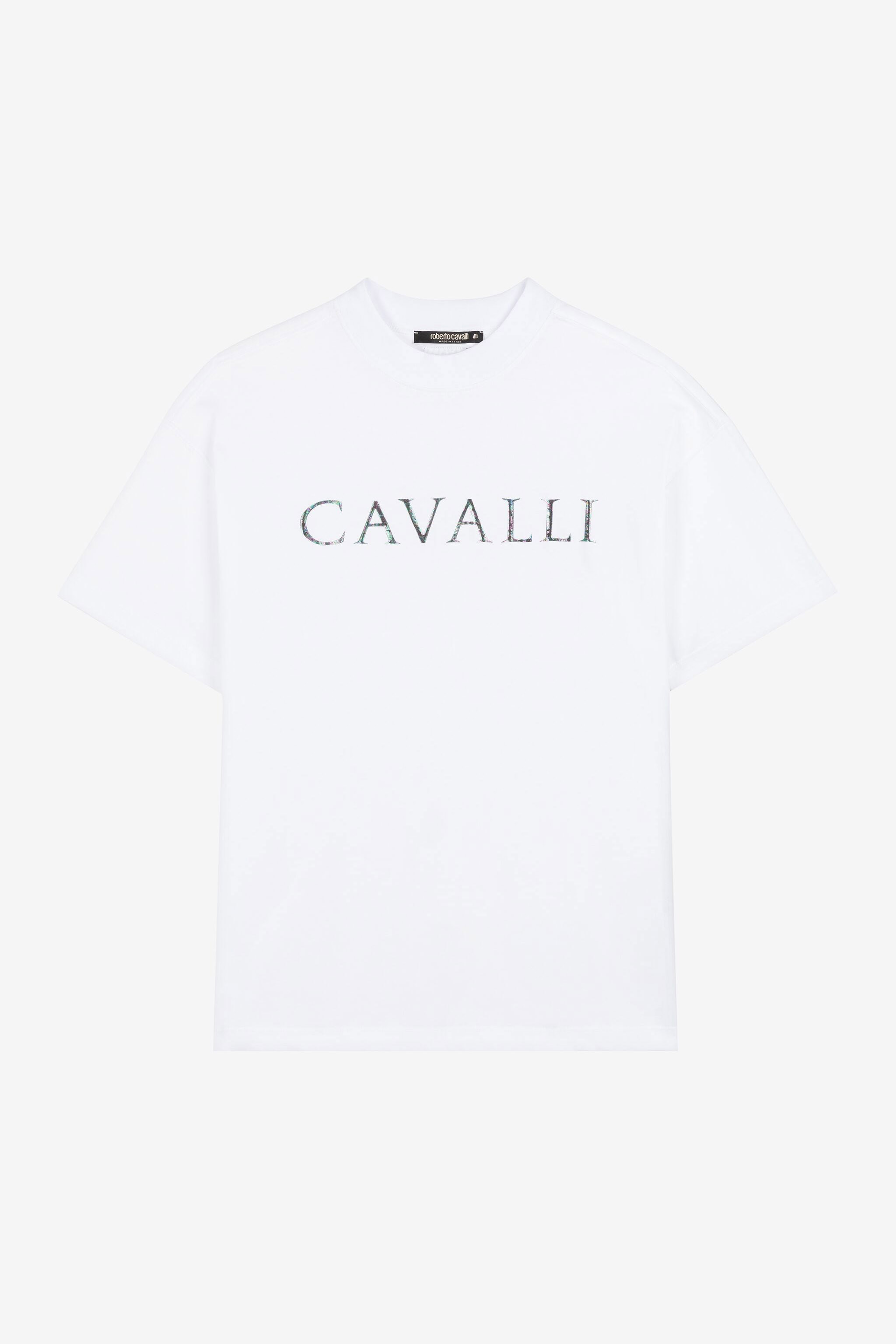 Roberto Cavalli Junior Monogram-patch T-shirt - White