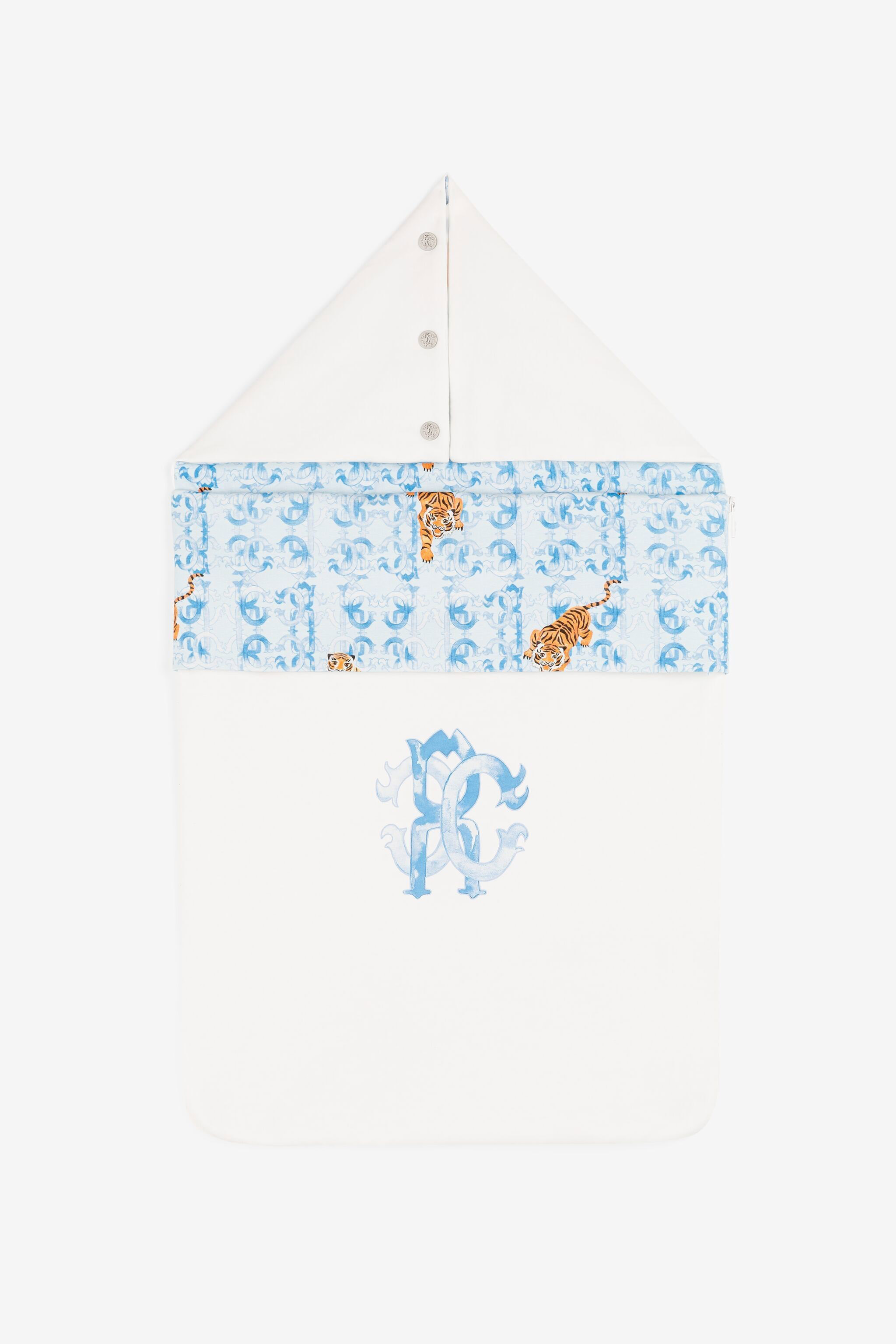 Roberto Cavalli Junior monogram embroidered sleep bag - White