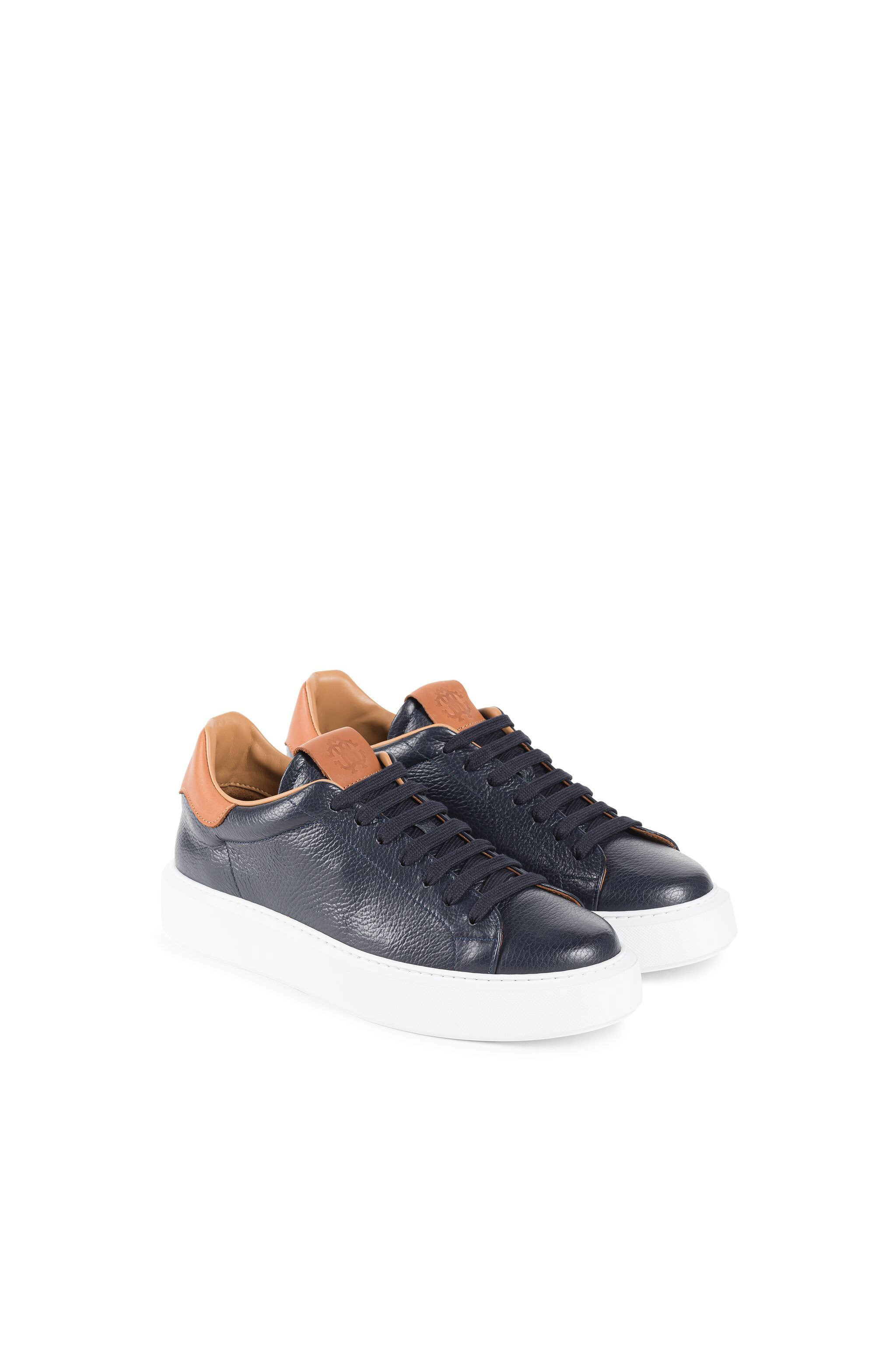 RC Monogram Leather Sneakers | Dark blue | Sale | Roberto Cavalli US