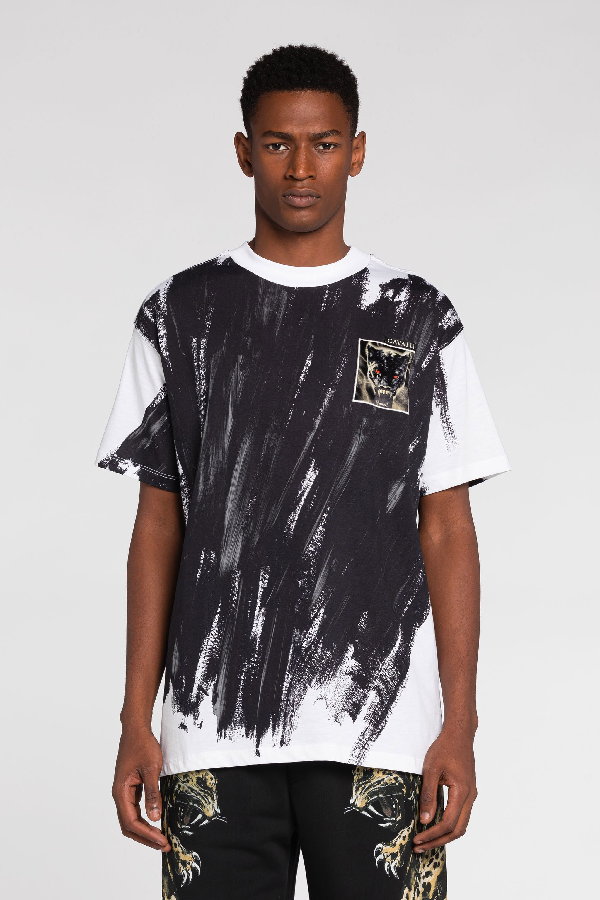 Roberto Cavalli Mirror Snake-print T-shirt in Black for Men