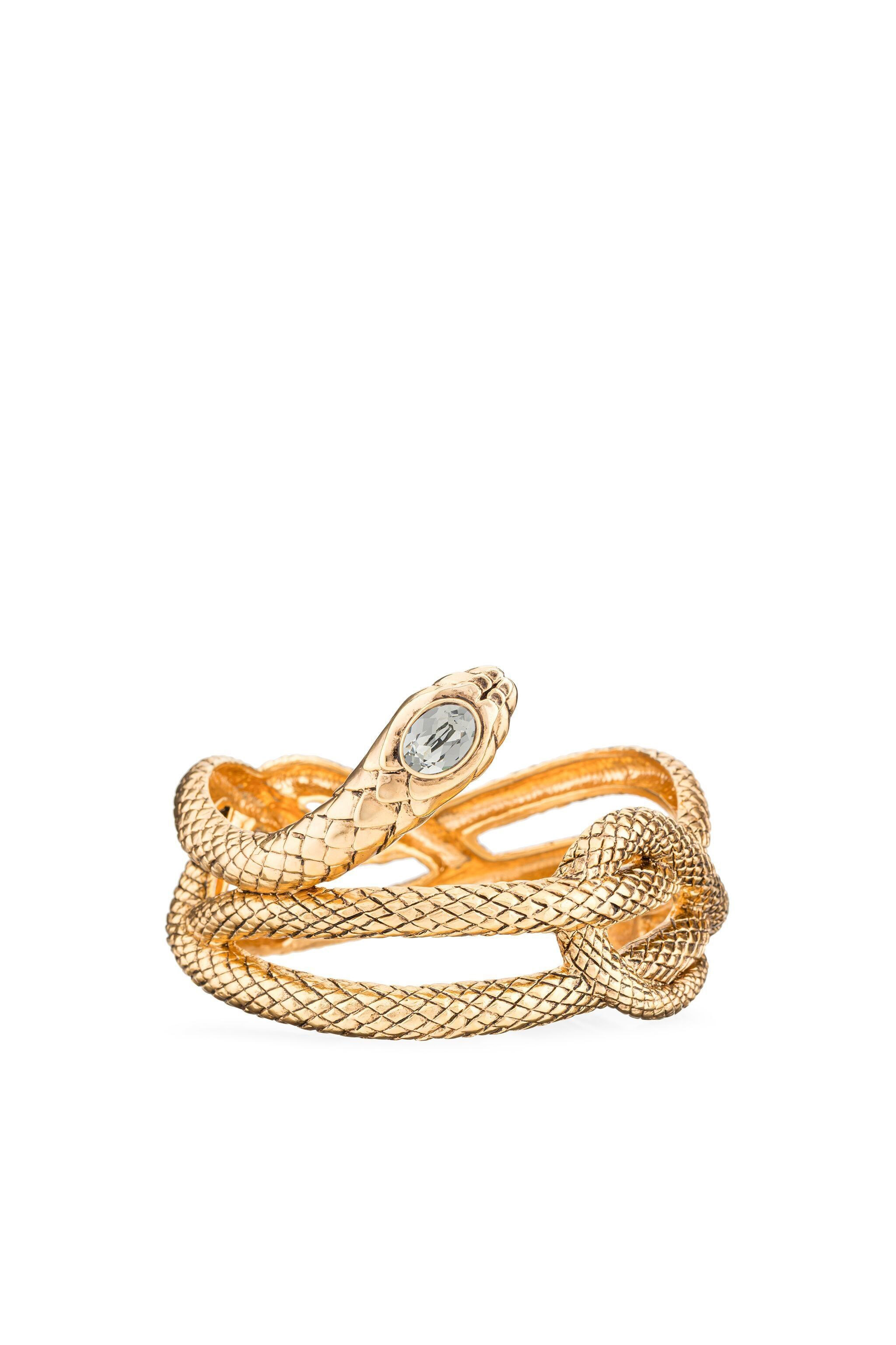 Roberto Cavalli Embellished Snake Bracelet in Metallic