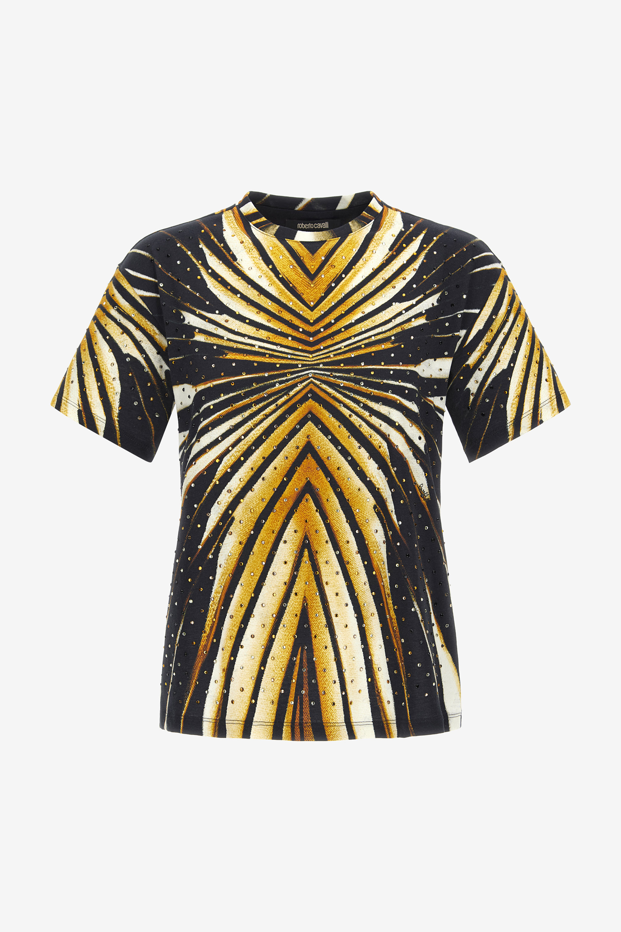 T-shirt with Ray of Gold print | GIALLO SEN | Women | Roberto Cavalli NO