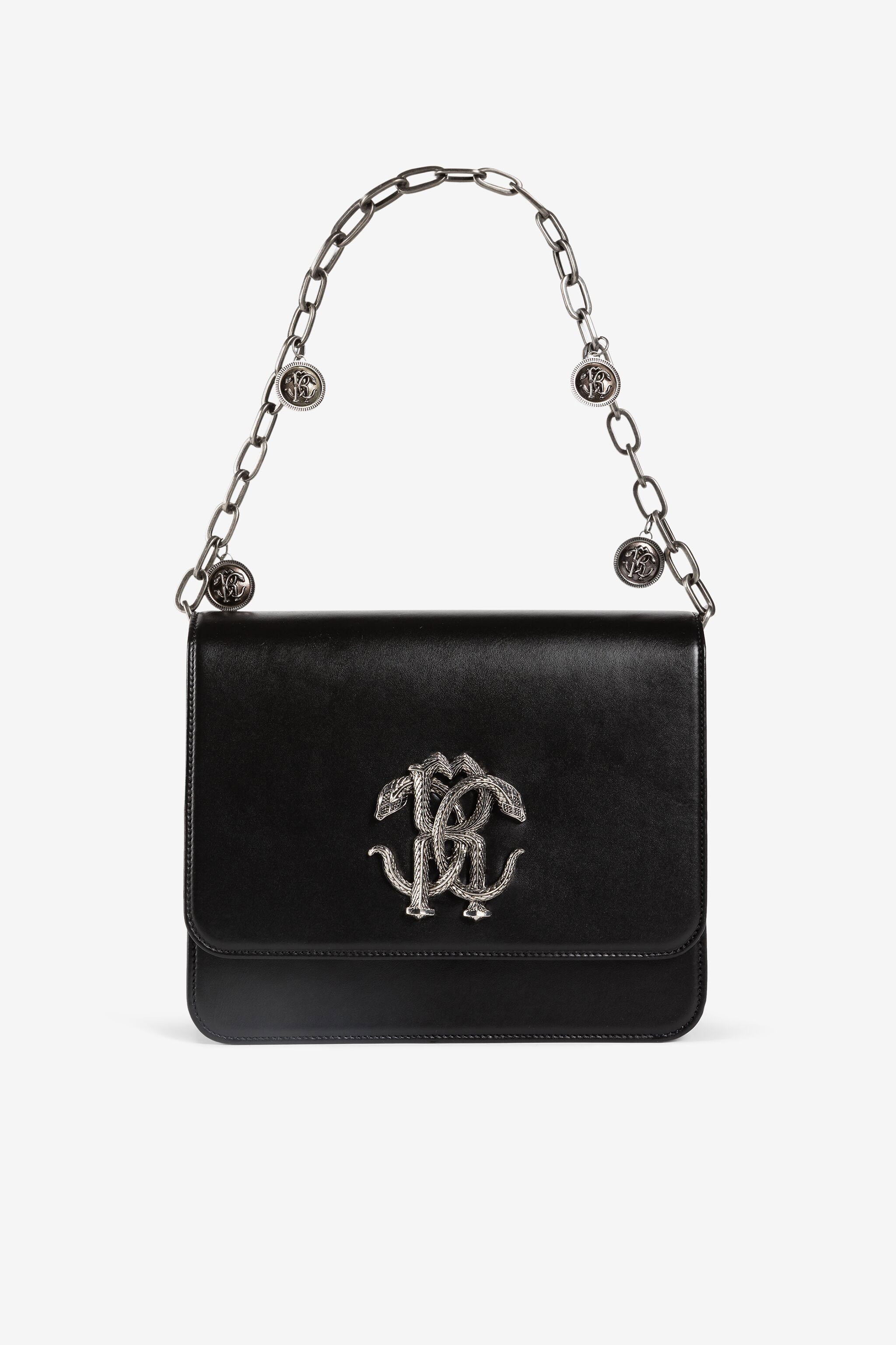 Roberto Cavalli Black Leather Shoulder Bag – Luxe Marché India